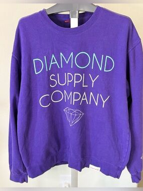Diamond Supply Co. Purple Crew Sweatshirt with Aqua Logo Text